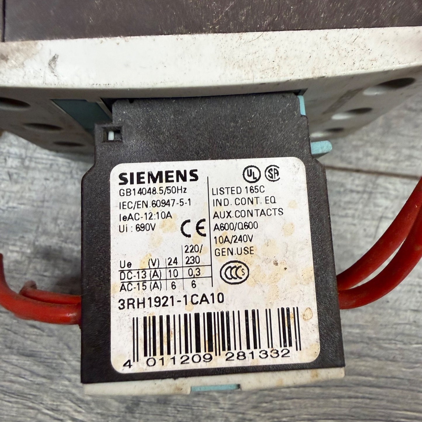 Siemens 3RT1034-1AK60 Contactor 32A 120V Coil +3RH1921-1CA10 SIRIUS 3-Pole6