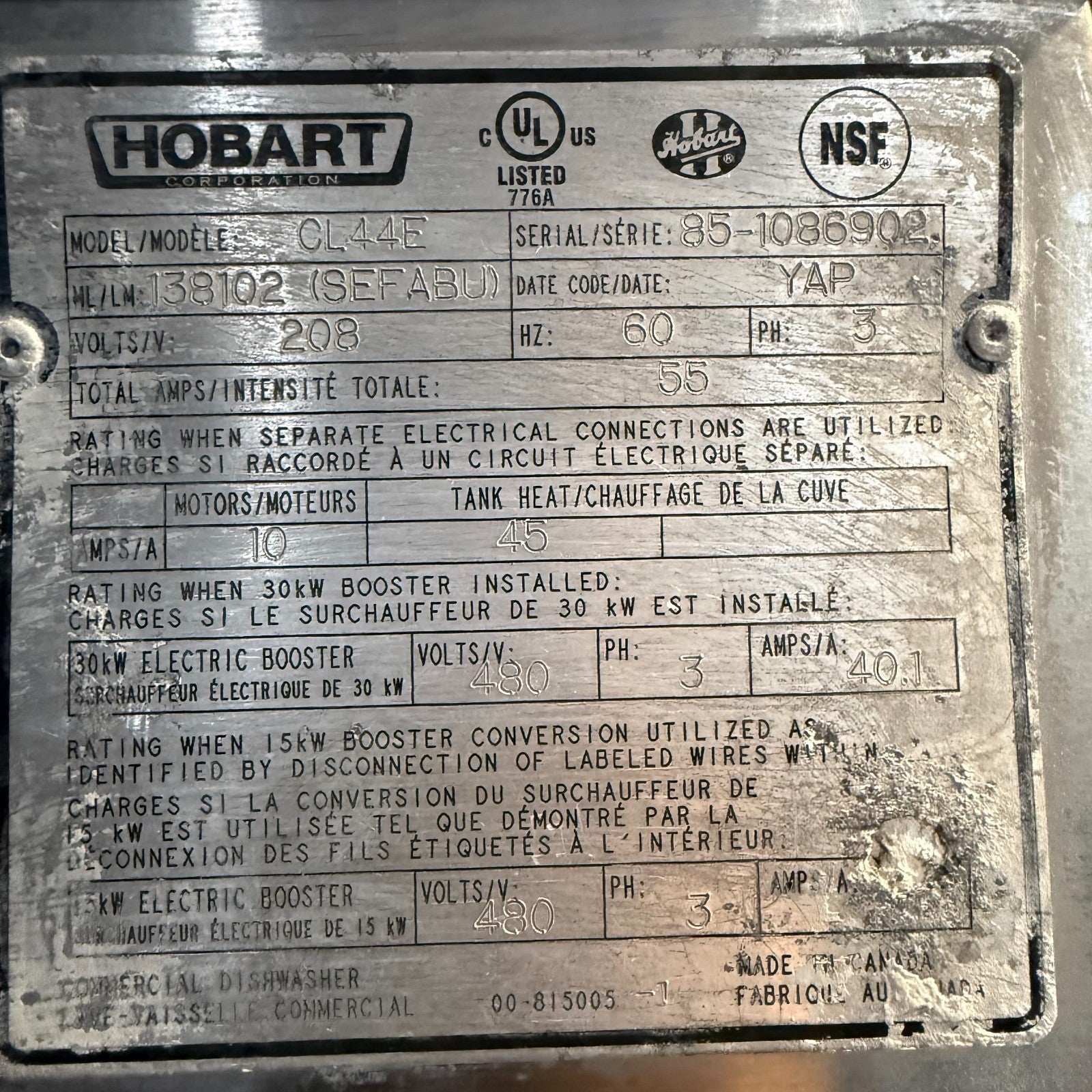 Hobart CL44E - High Temp Conveyor Dishwasher w/ Water Tank Heat Booster3