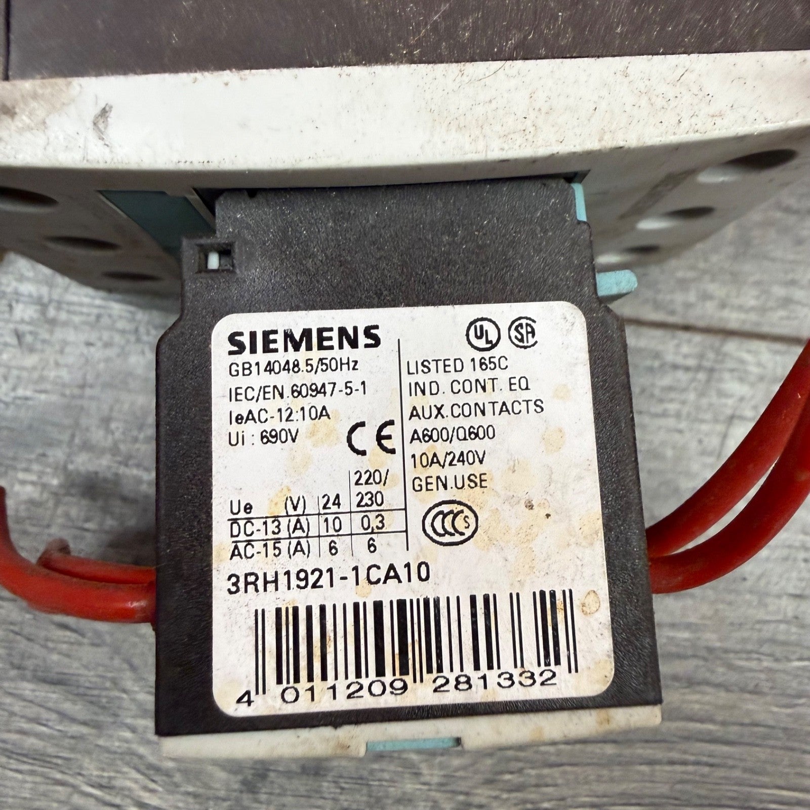 Siemens 3RT1034-1AK60 Contactor 32A 120V Coil +3RH1921-1CA10 SIRIUS 3-Pole6