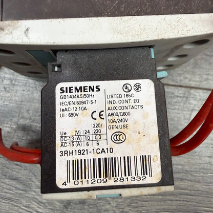 Siemens 3RT1034-1AK60 Contactor 32A 120V Coil +3RH1921-1CA10 SIRIUS 3-Pole6