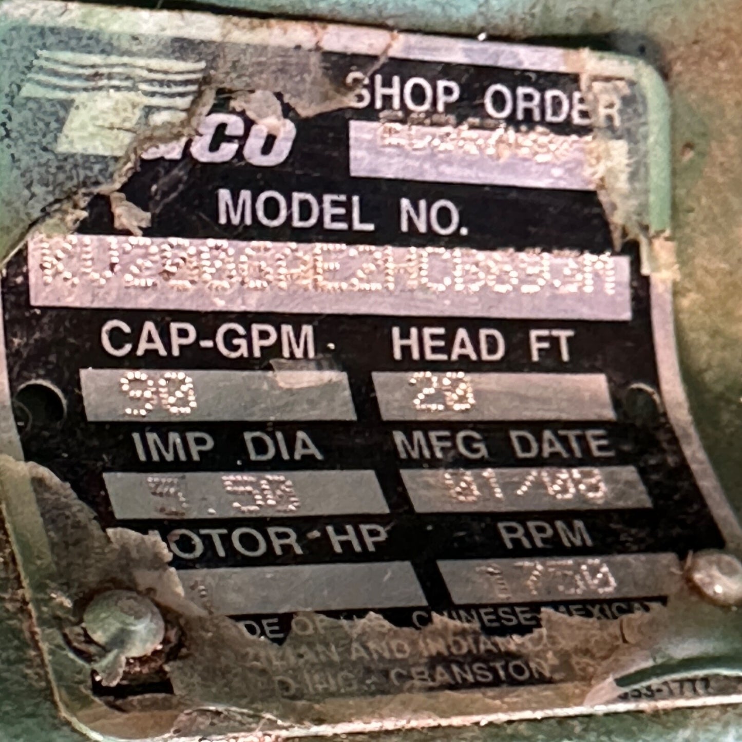 Taco Water Pump 1HP 1750RPM 90 GPM 20Ft Head - 2" Inlet Outlet - EC Series