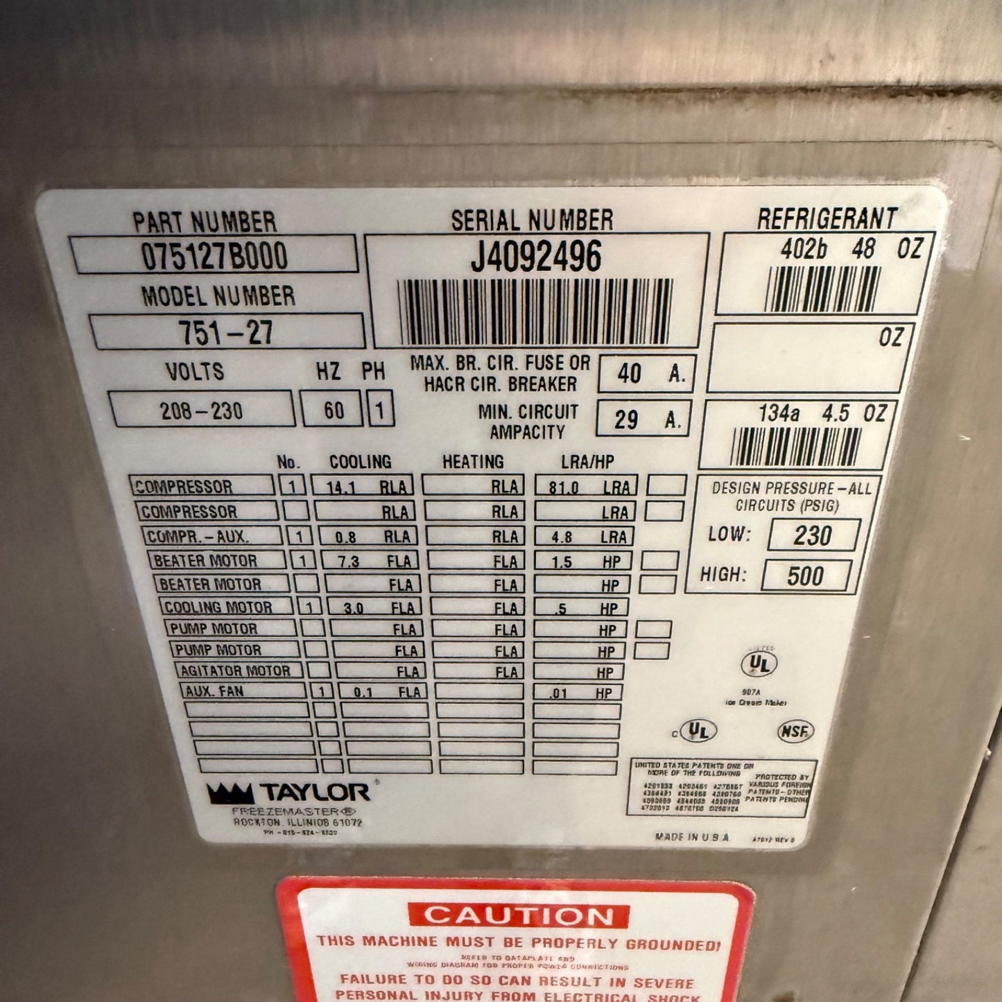 Taylor 751-27 Soft Serve Ice Cream Machine - Good Working Condition!8