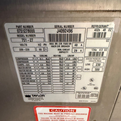 Taylor 751-27 Soft Serve Ice Cream Machine - Good Working Condition!8
