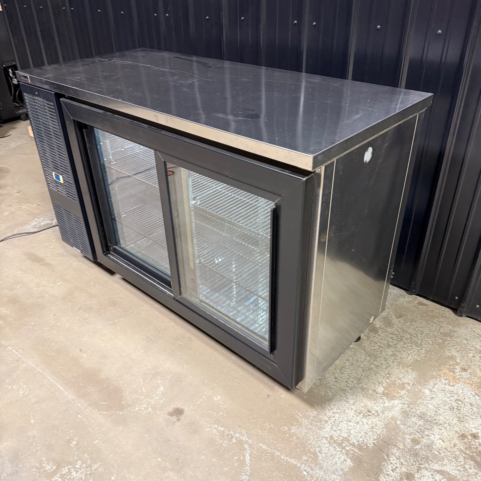 Perlick SDPS60 60" Black Pass-Thru Sliding Door Back Bar Refrigerator