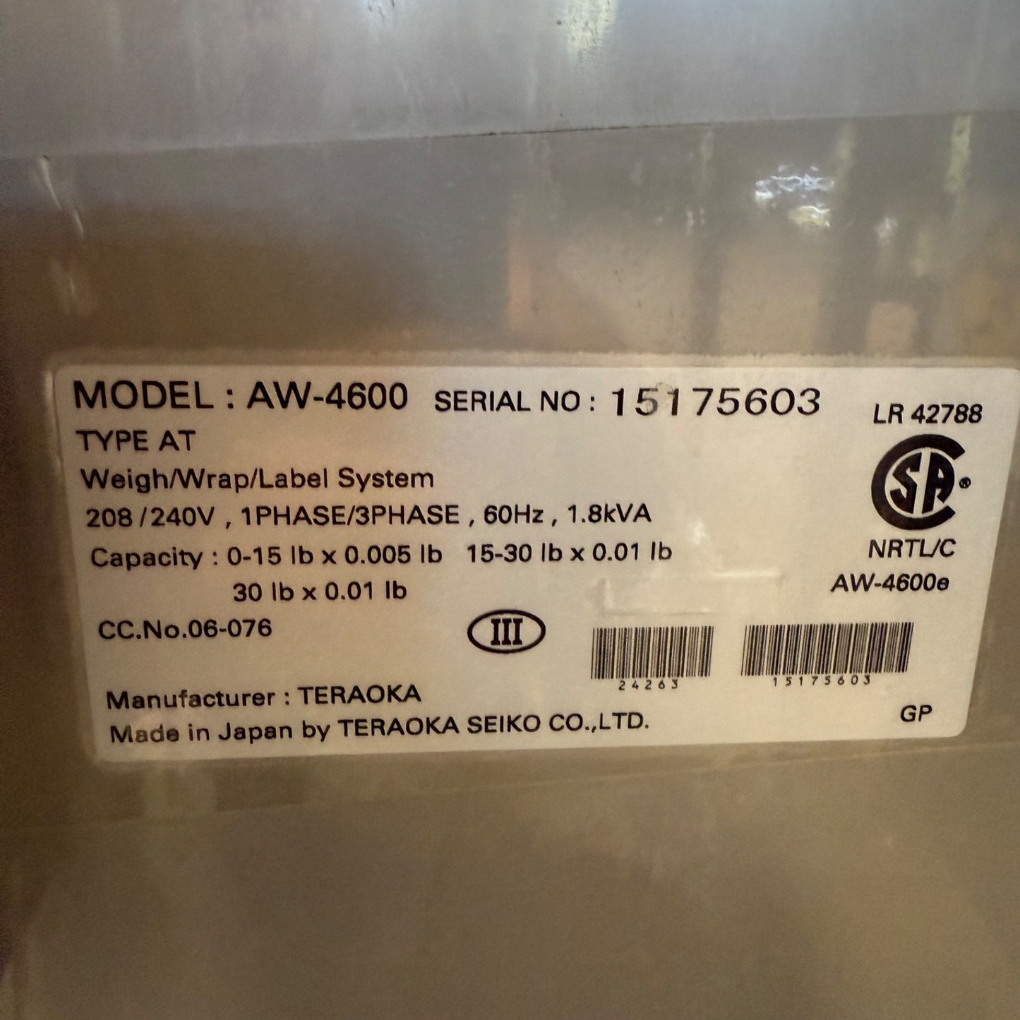 DIGI AW-4600 Meat Wrapper Shrink Weigh Label Wrap Station DPS-4600 Scale Labeler