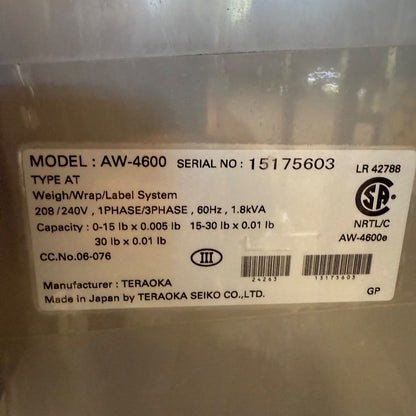 DIGI AW-4600 Meat Wrapper Shrink Weigh Label Wrap Station DPS-4600 Scale Labeler