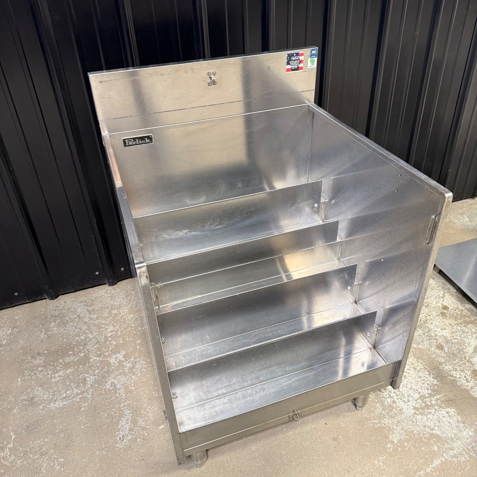 Perlick TS24LS Liquor Bottle Display Cabinet - Behind Bar Storage Step w/ Covers