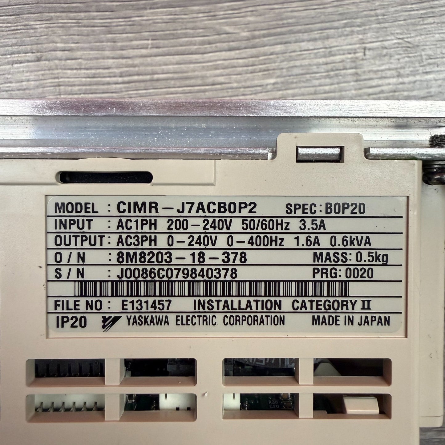 Yaskawa VS mini J7 0.25kW 200V Single Phase AC Drive Inverter CIMR - J7ACBOP23