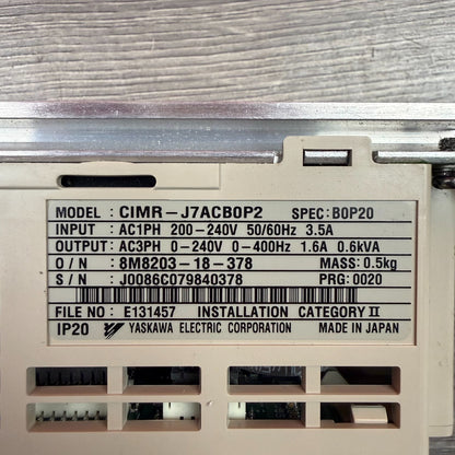 Yaskawa VS mini J7 0.25kW 200V Single Phase AC Drive Inverter CIMR - J7ACBOP23