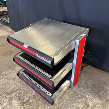 APW Wyott DMXD-30S Racer Slanted Open Air Heated Merchandiser Dual Food Warmer