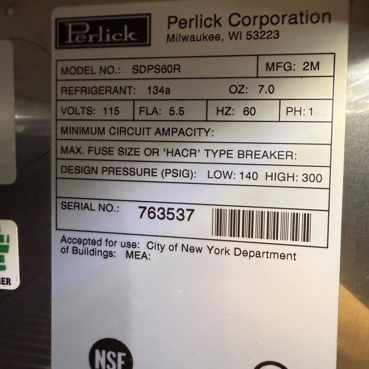 Perlick SDPS60 60" Black Pass-Thru Sliding Door Back Bar Refrigerator