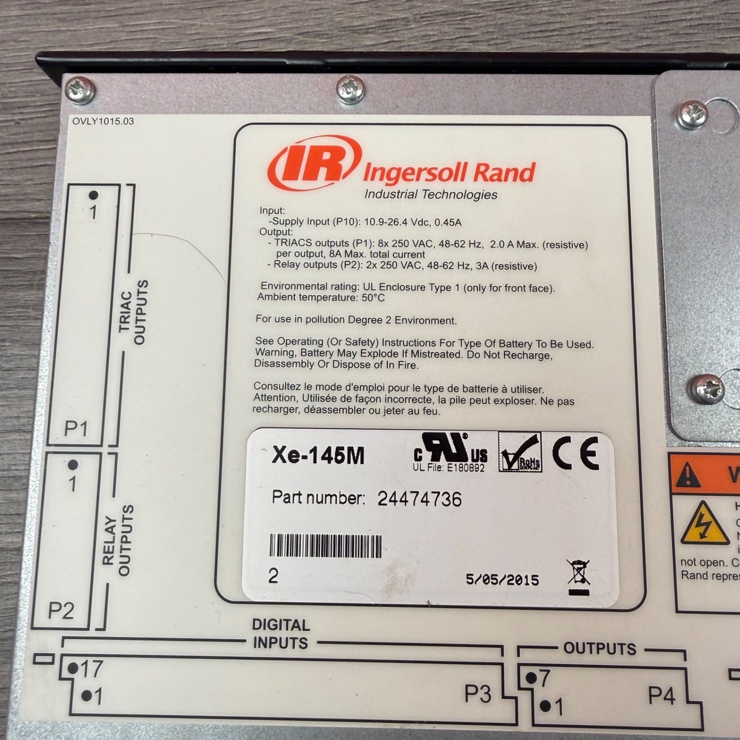 Ingersoll Rand XE-145M Control Panel controller 244747365