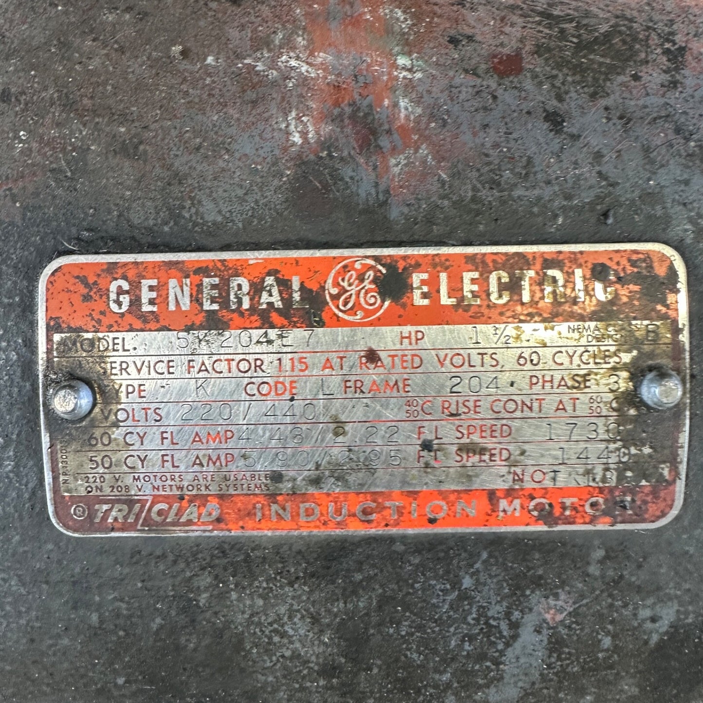 Heidelberg Windmill Printing Press Electric Motor - General Electric 5K204E7