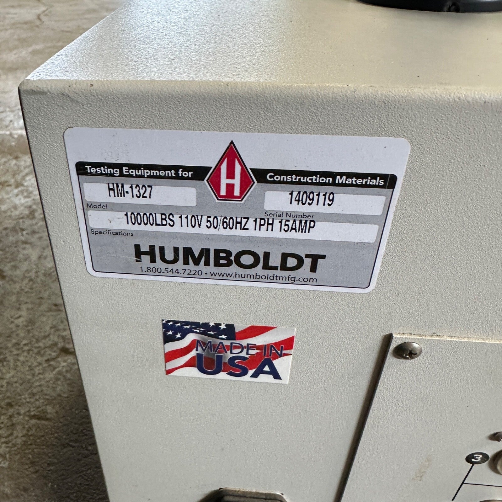 Humboldt HM-1327 Marshall Loader | Asphalt Soil Tester Compressor TSR Load Frame