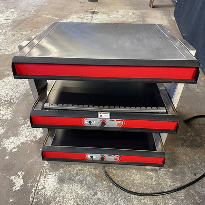 APW Wyott DMXD-30S Racer Slanted Open Air Heated Merchandiser Dual Food Warmer