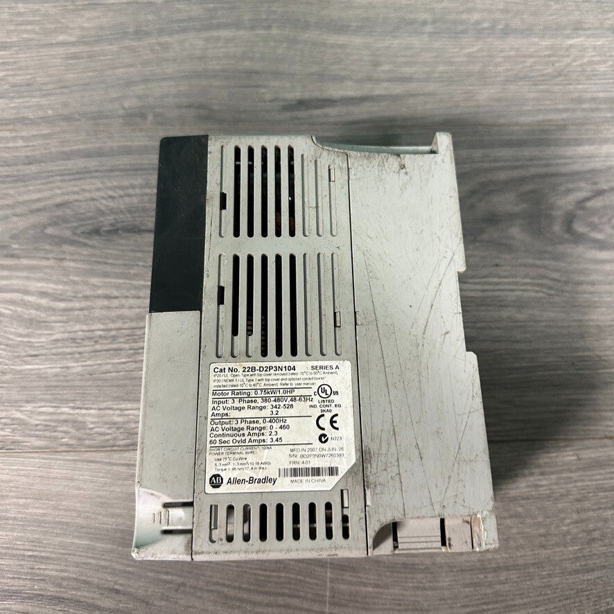 Allen Bradley PowerFlex 40 3 Phase 480v - AC Drive - 22B-D2P3N104 1 HP