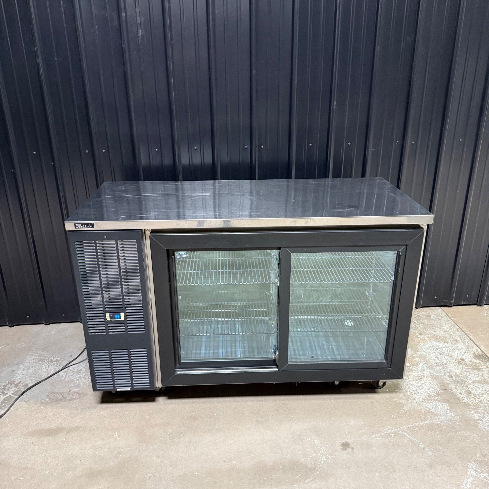 Perlick SDPS60 60" Black Pass-Thru Sliding Door Back Bar Refrigerator