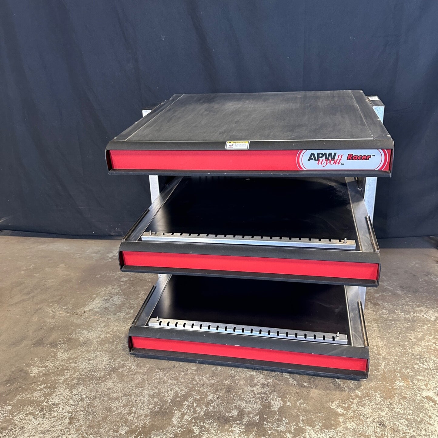 APW Wyott DMXD-30S Racer Slanted Open Air Heated Merchandiser Dual Food Warmer