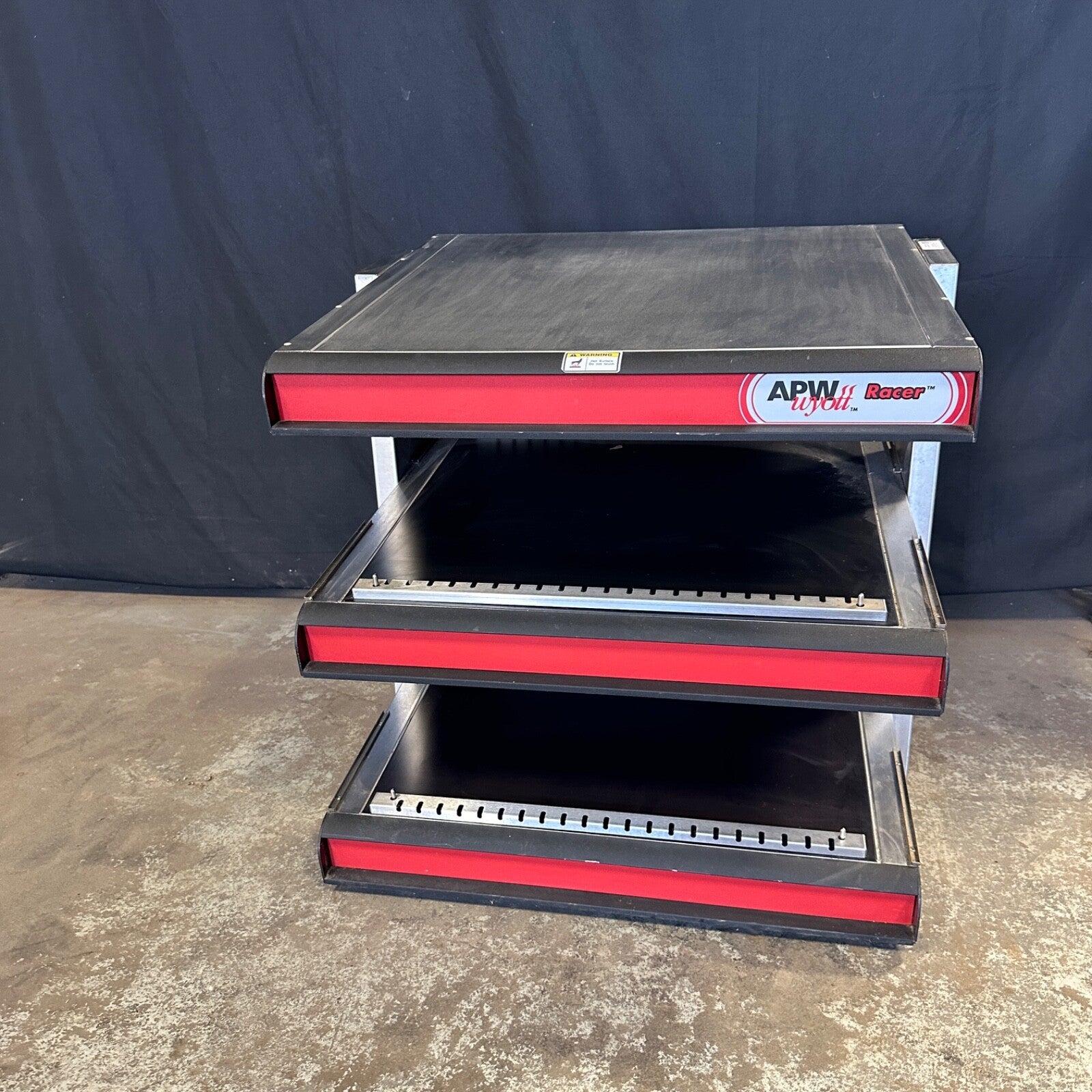 APW Wyott DMXD-30S Racer Slanted Open Air Heated Merchandiser Dual Food Warmer