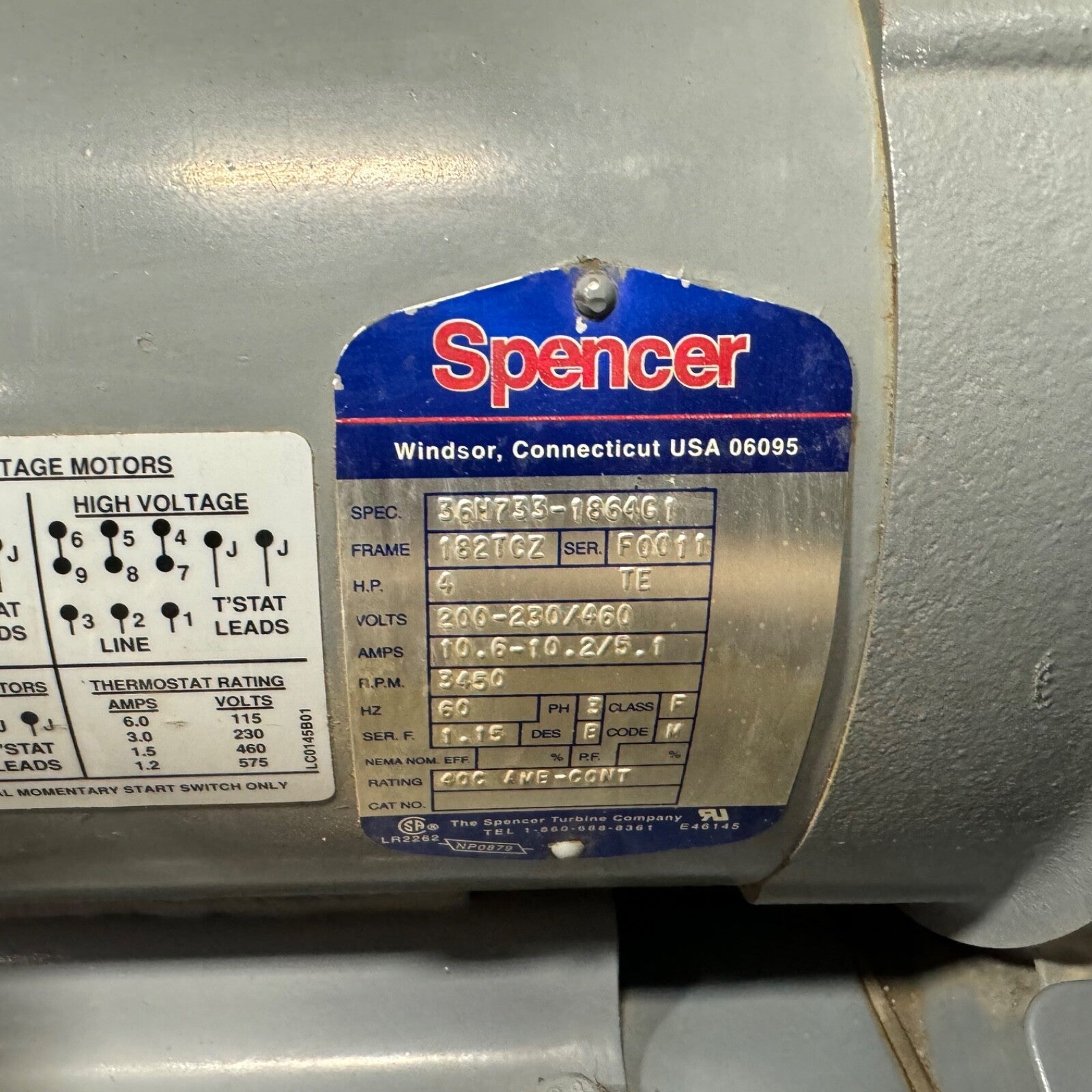 Spencer Vortex VB030 Regenerative Blower VB-030B-011 - 3 Phase - vba930101