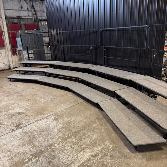 (4) SICO 2610 3 Step Choral Portable Risers Stage Platforms Choir w/ Back Rails0