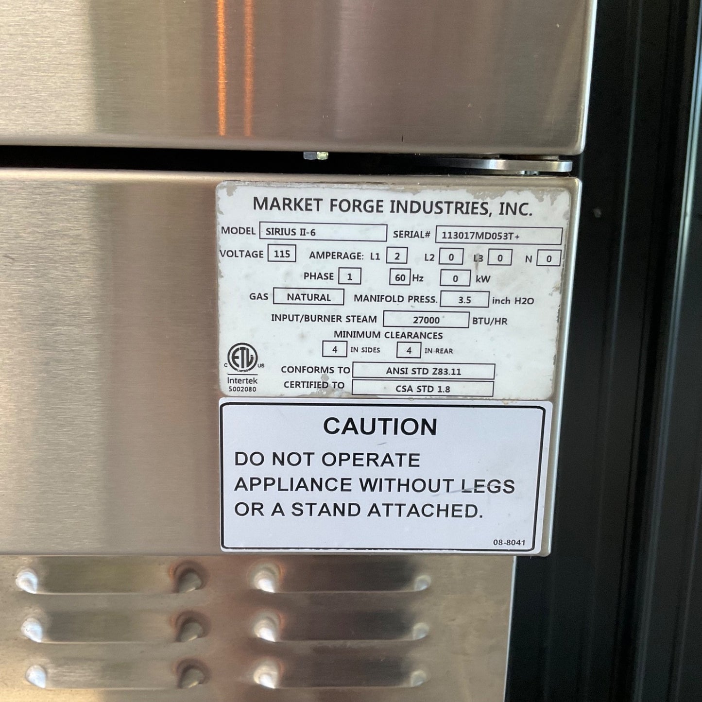 Market Forge SIRIUS II-6 Boilerless Convection Steamer Steam Oven - DOUBLE STACK