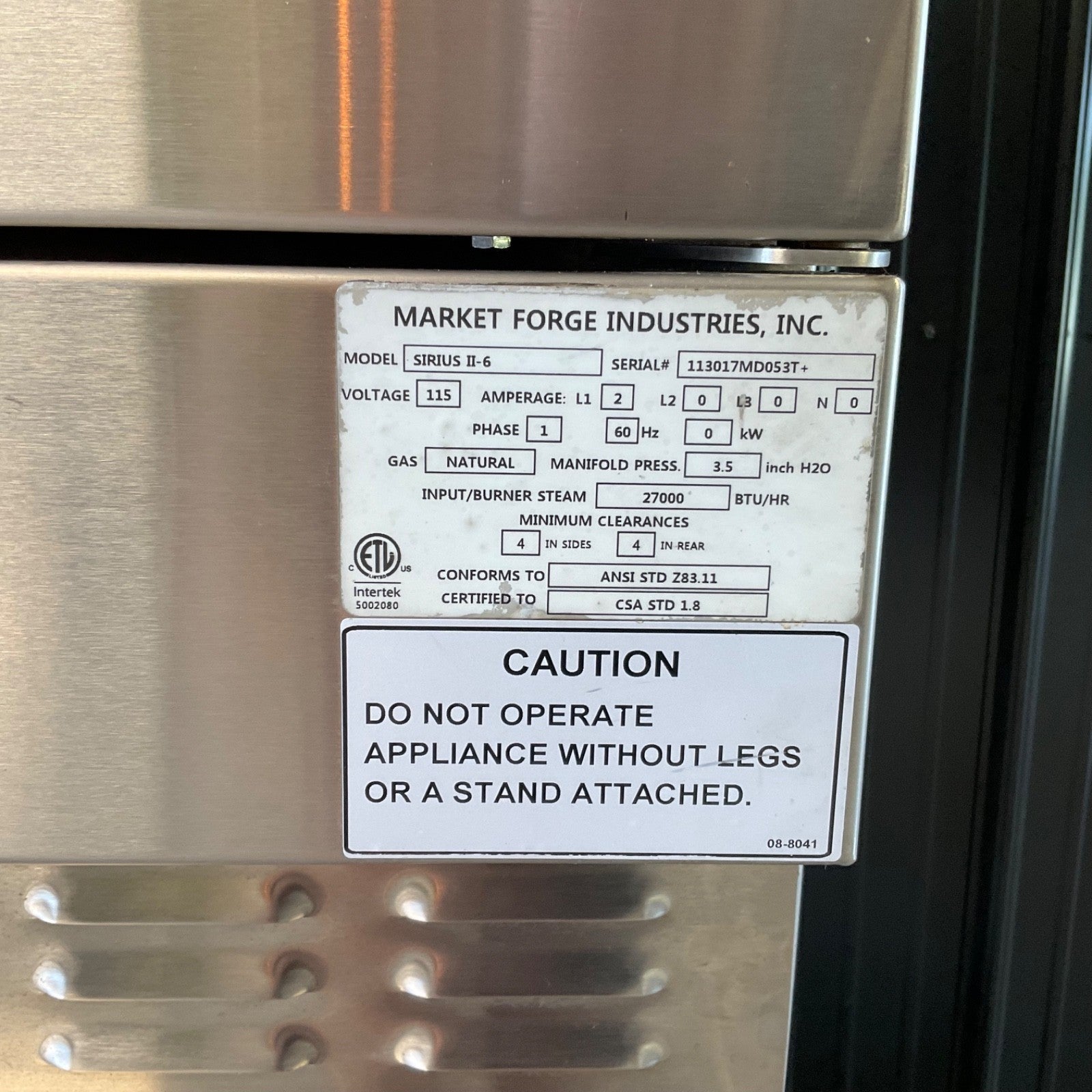 Market Forge SIRIUS II-6 Boilerless Convection Steamer Steam Oven - DOUBLE STACK