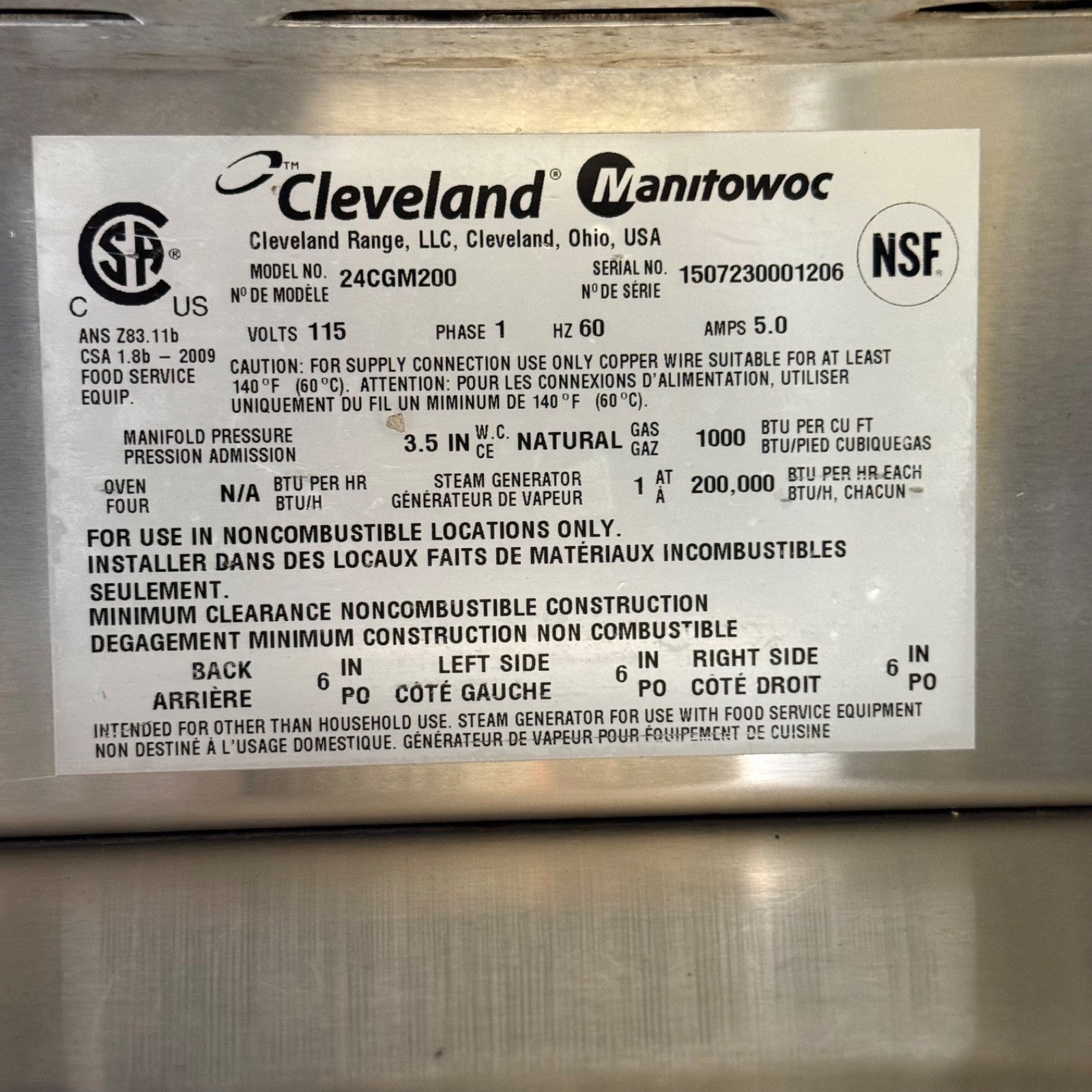 Cleveland 24CGM200 Natural Gas Convection Steamer \ Double Oven | Natural Gas5