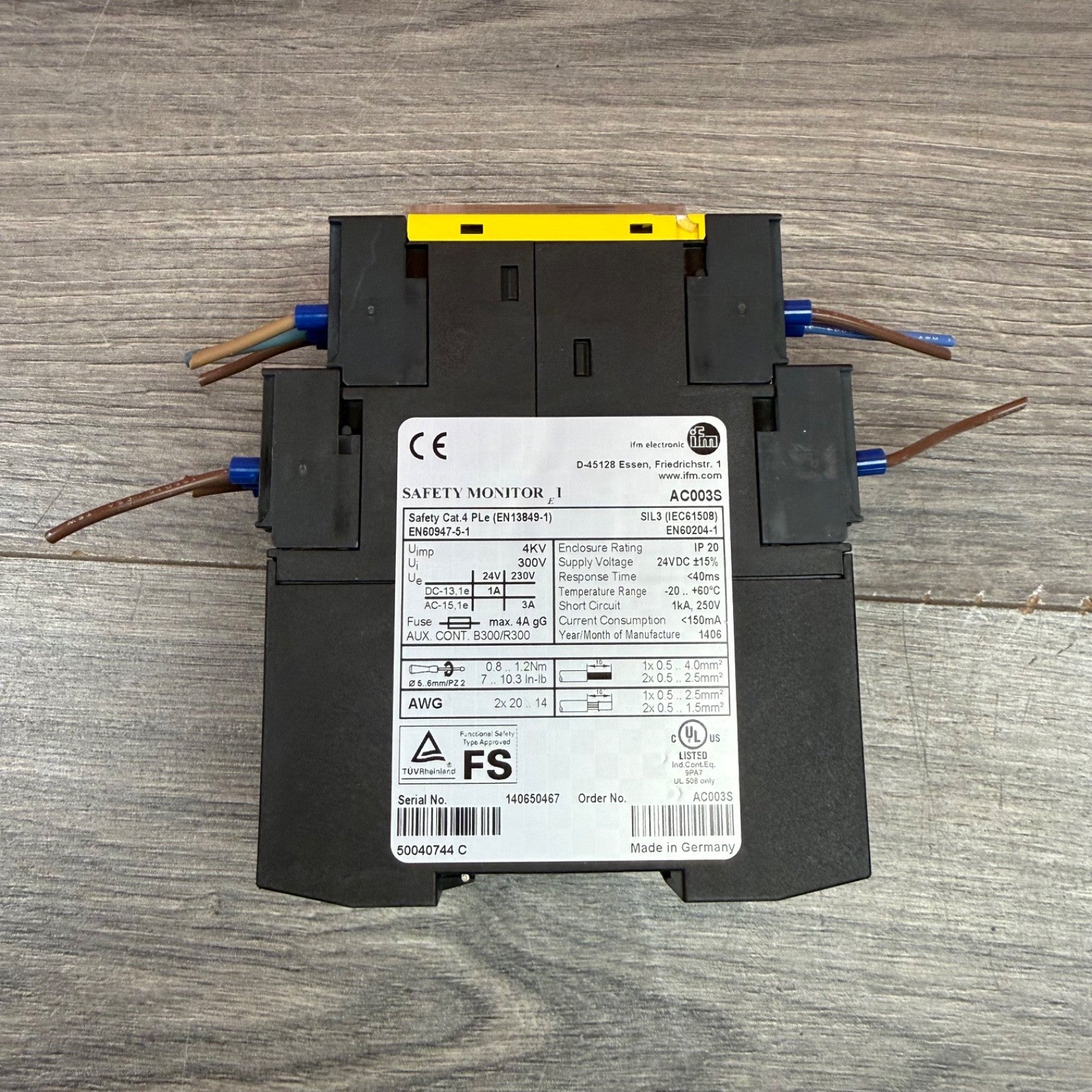 IFM Electronic AC003S AS-Interface Safety Monitor 1Ch EN60947 EN602042