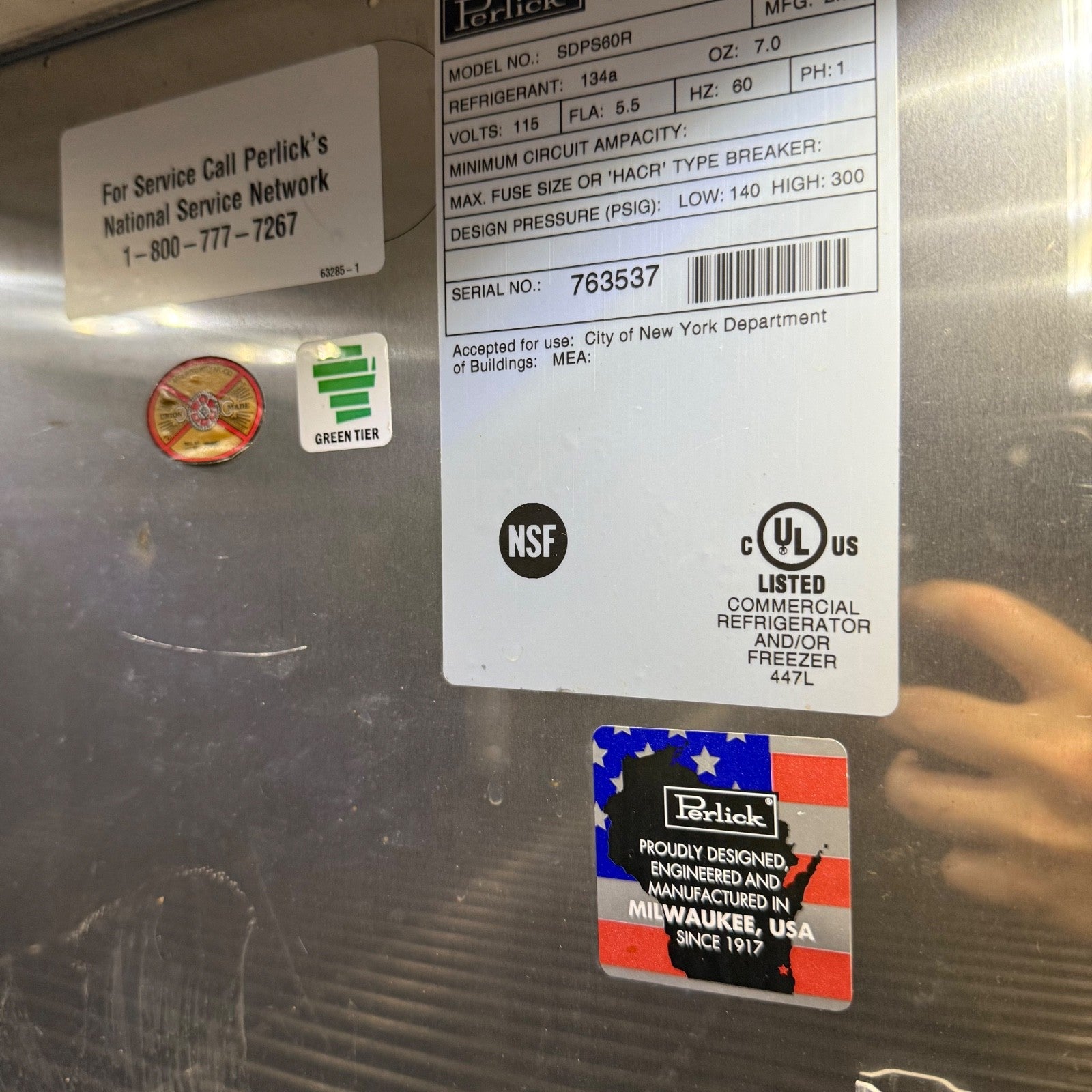 Perlick SDPS60 60" Black Pass-Thru Sliding Door Back Bar Refrigerator