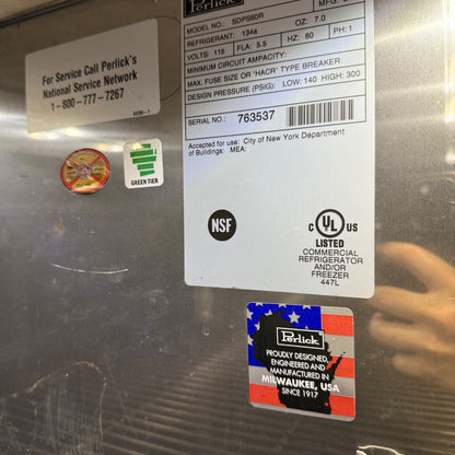 Perlick SDPS60 60" Black Pass-Thru Sliding Door Back Bar Refrigerator