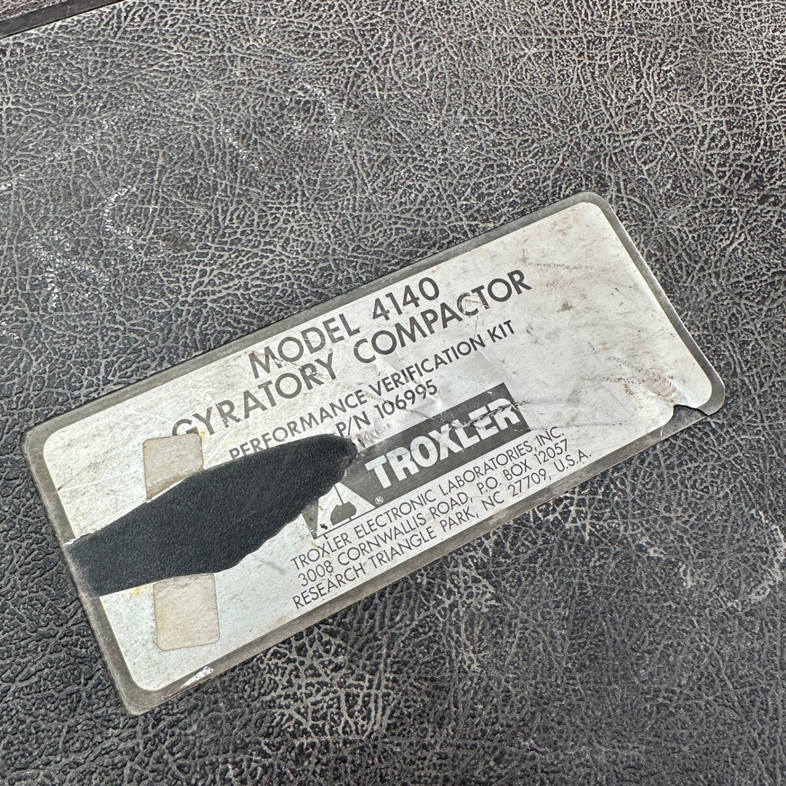 Troxler 4140 Gyratory Compactor Pressure verification kit Asphalt Tester 106995