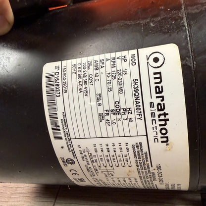 Marathon 5K38DNA001FY 1/5HP 1725RPM 3Ph 48Y AC Motor Hobart CRS66A 150-503-3901B5