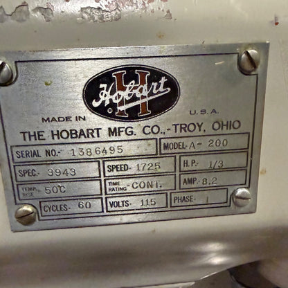 Hobart A200 20 QT Mixer w/ Bowl Whisk Paddle | Bakery Dough Pizza | 3 Speed7