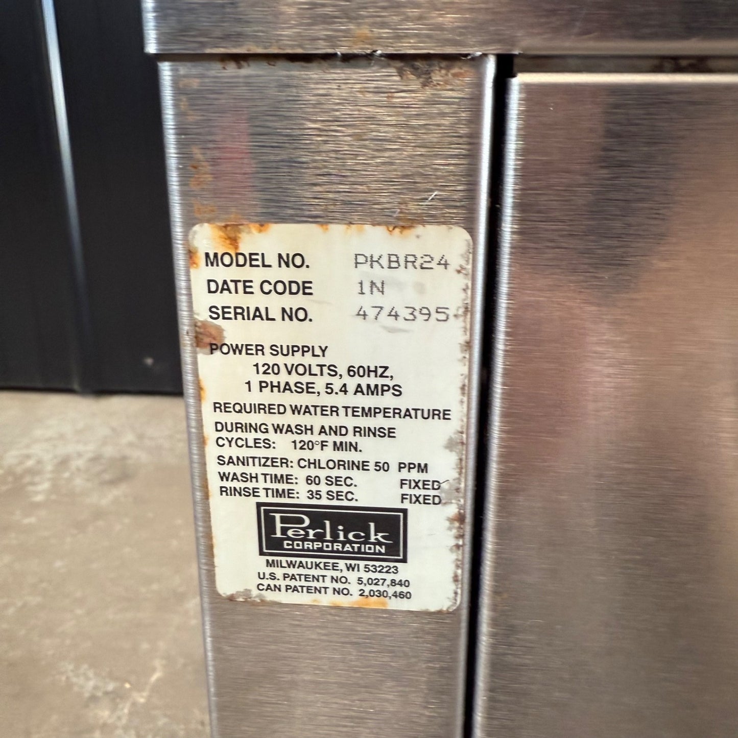 Perlick PKBR24 24" Rotary Undercounter Glasswasher Dish Washer - Batch Type